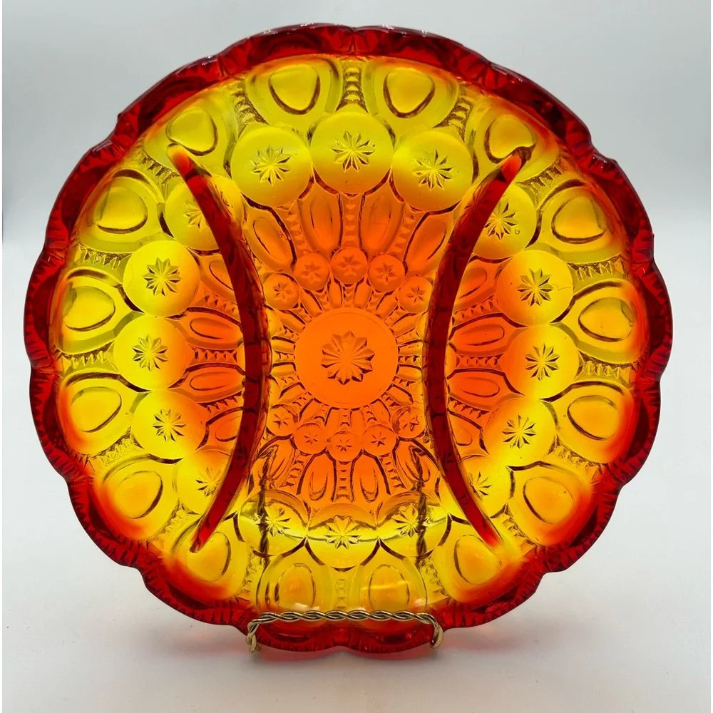 Vintage LE Smith Moon & Stars Divided Dish - Picture 5 of 7